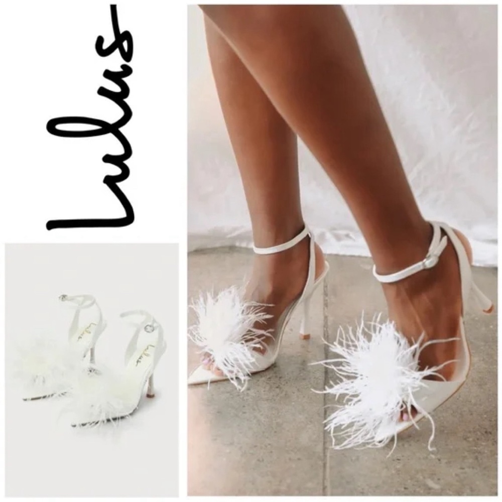 Lulu’s white feather heels 8